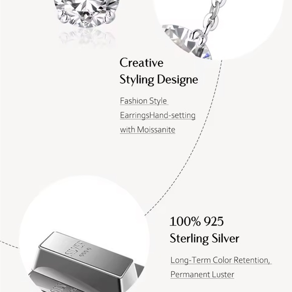 NWOT 1.2 CT Moissanite Clover Necklace 18k rose gold pltd sterling silver 16”18” - Picture 10 of 16